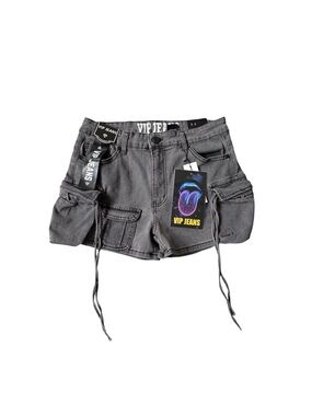NWT VIP Women's 9/29 Charcoal Cargo Denim Shorts